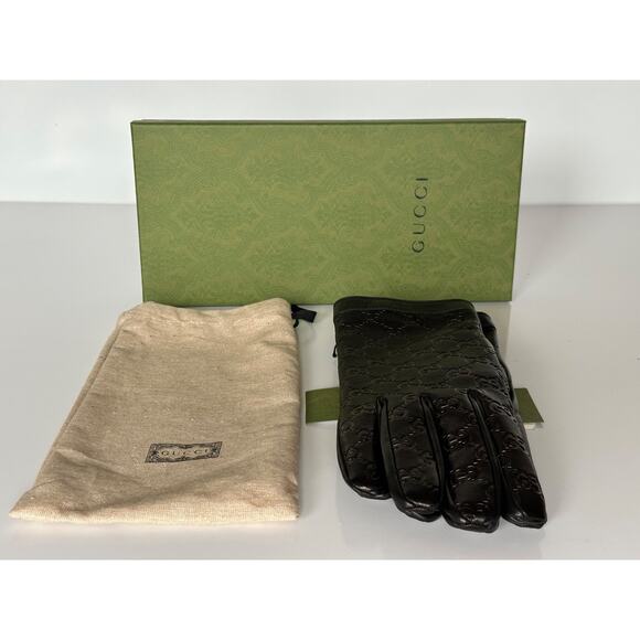 Gucci GG Women's Nappa Leather Gloves Black Size 10 Made in Italy 434211 NWT - Picture 12 of 15